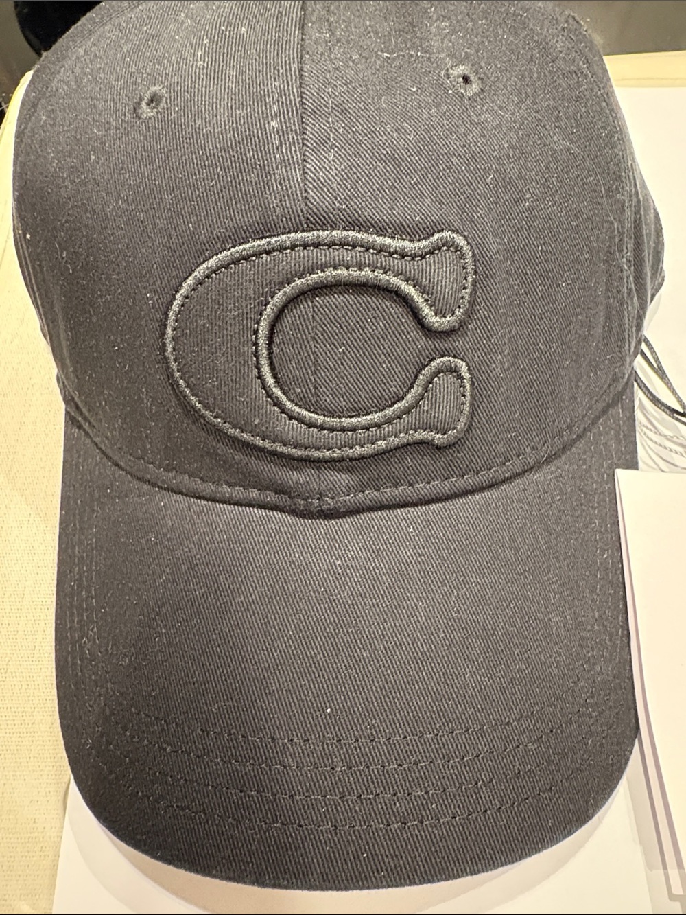 Coach Black Embroidered 'C' Logo Baseball Cap Unisex